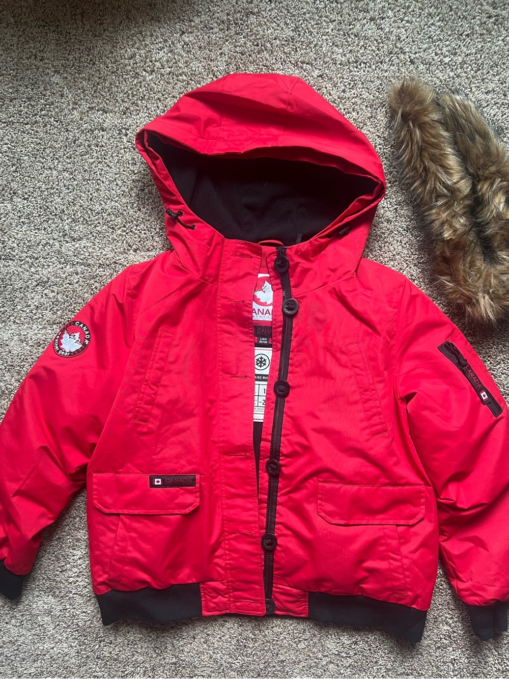 Canada Weather Gear Goose Women’s Red Winter Hooded Jacket